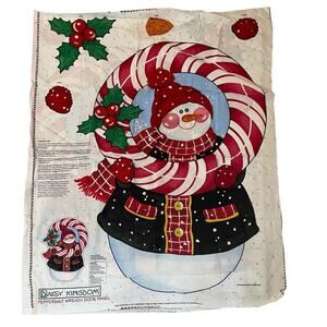 Daisy Kingdom Christmas Snowman Wreath Peppermint Cut Sew Panel  Decor #1673‎